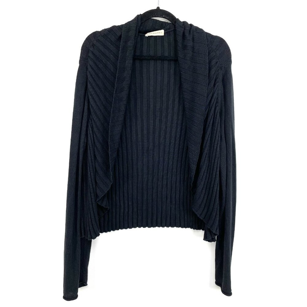 Anthropologie‎ Aldomartins Womens 12 Silk Open Knit Cardigan Sweater Black